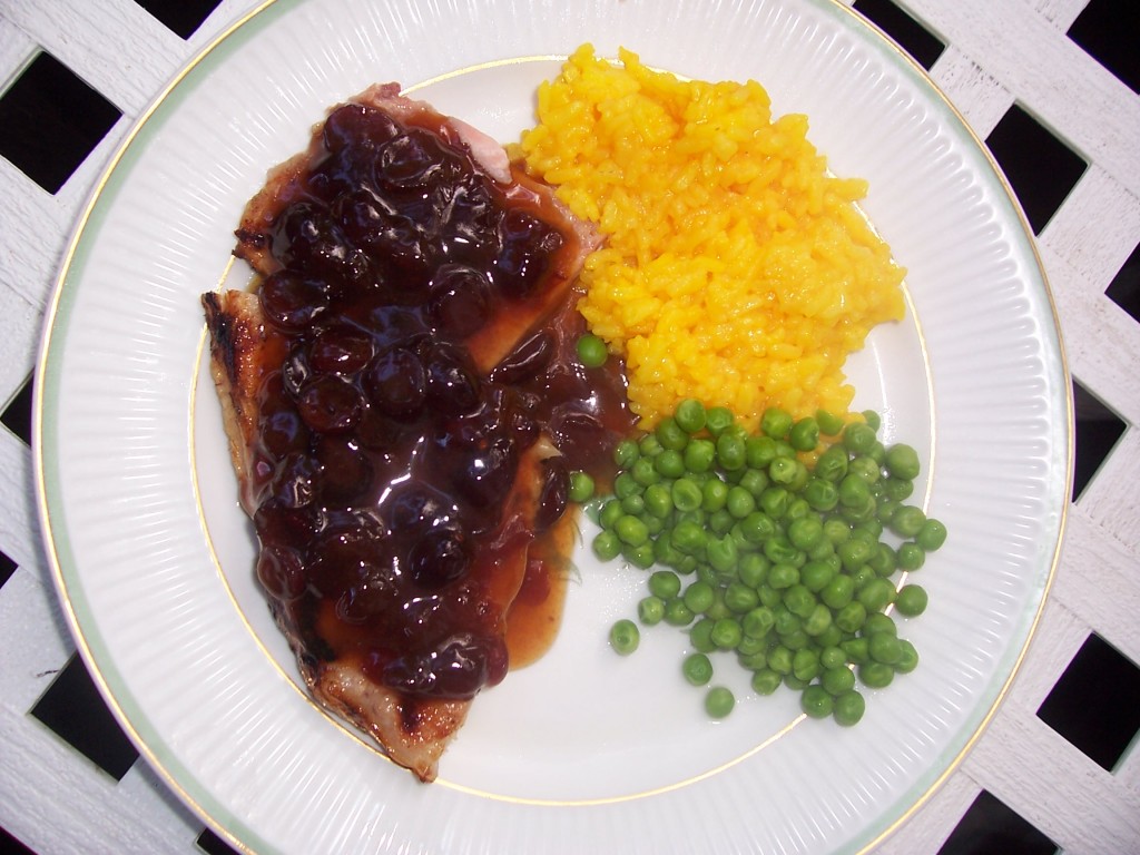Ham Steak & Cranberry Mustard Sauce
